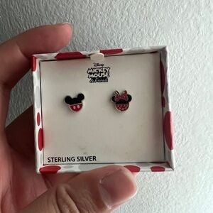 Disney Sterling Silver Minnie Mouse Earrings - Red and Black